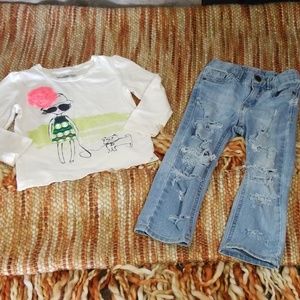 Gap 2t shirt holey distressed Jeans bundle‎ outfit